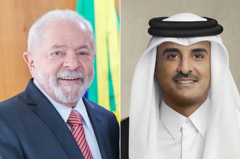 أمير قطر الشيخ تميم بن حمد آل ثاني (يمين) ورئيس البرازيل لويس إيناسيو لولا دا سيلفا (وكالات)