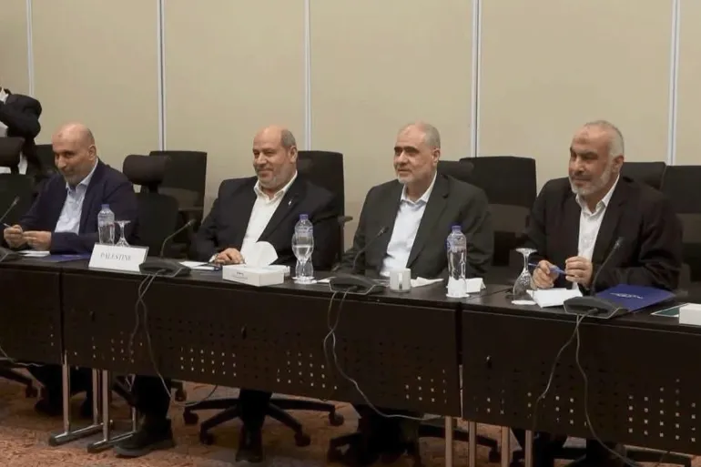 وفد حماس المشارك في مفاوضات شرم الشيخ بمصر (الصحافة الفلسطينية)