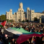 مظاهرات حاشدة في مدريد قبل يومين للمطالبة بوقف الإبادة الإسرائيلية في قطاع غزة (أسوشيتد برس)