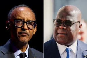 من المخطط أن يلتقي رئيس رواندا بول كاغامي (يسار) برئيس جمهورية الكونغو فيليكس تشيسكيدي في البيت الأبيض (رويترز)