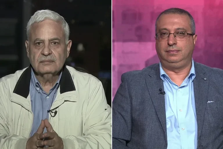 مهند مصطفى (يمين) ونقولا نصيف: لبنان لا يملك أوراق قوة ونزع سلاح حزب الله هدف إسرائيلي استراتيجي (الجزيرة)